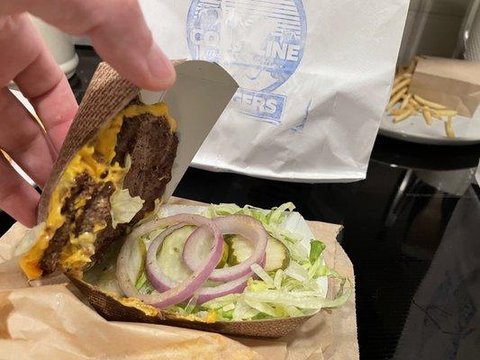 The Coastline Burger stuck to the lid