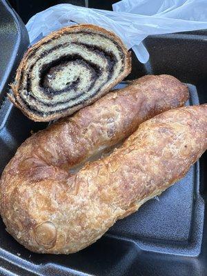 Mushroom onion burek and poppyseed cake.