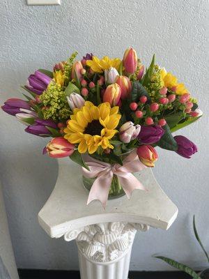 Mix Tulips and sunflowers