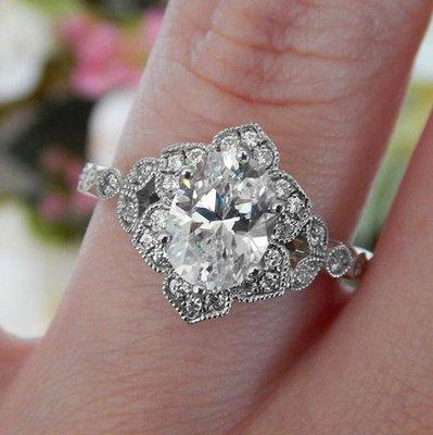 Antique-Inspired Diamond Engagement Ring