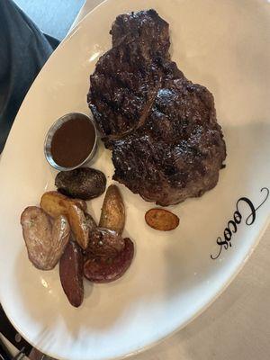 Boneless ribeye with fingerling potatoes