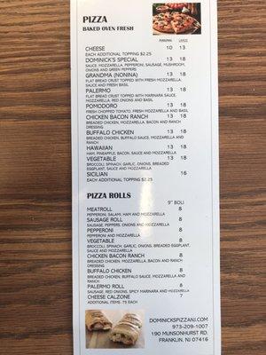 New Franklin Dominick's Menu!