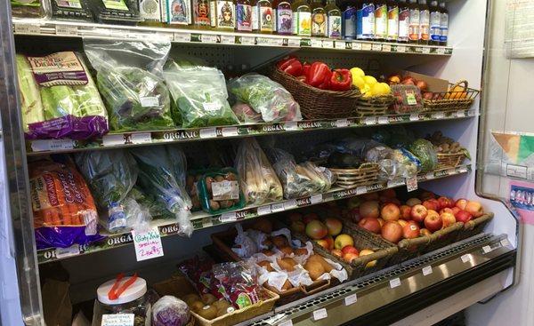 Our produce case always featuring as much local produce as is available.