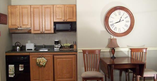 A kitchenette in our King or Queen Suite.