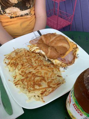 Croissant and hashbrowns