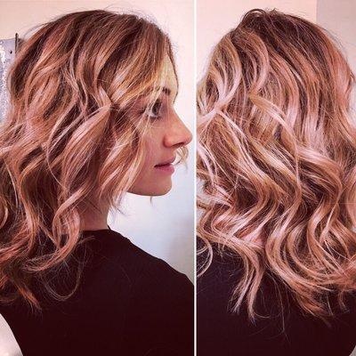 Rose~gold blonde balayage by Amy Martinese