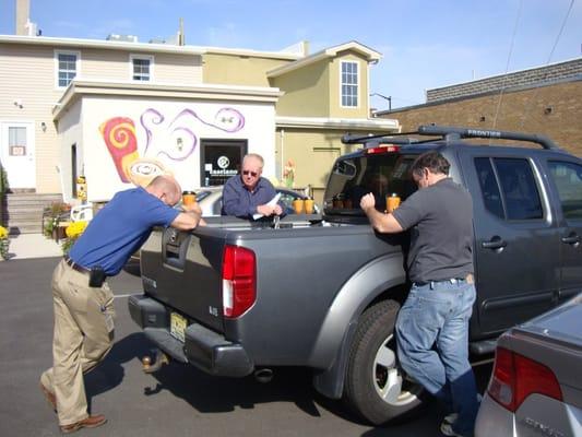 --great parking in rear--awesome customers with their favorite coffee--mural by Jen Ashman!