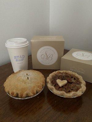 Apple and Pecan pies (with a latte from the Read Shop)