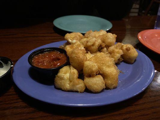 Yummy cheese curds, we already ate 1/3 . Yum