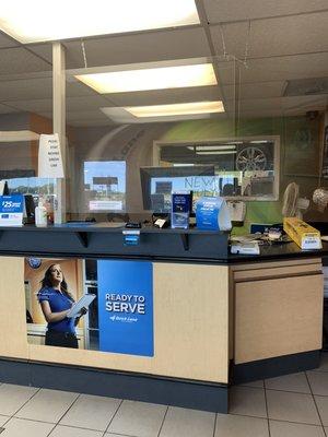 Front counter with plexiglass divider