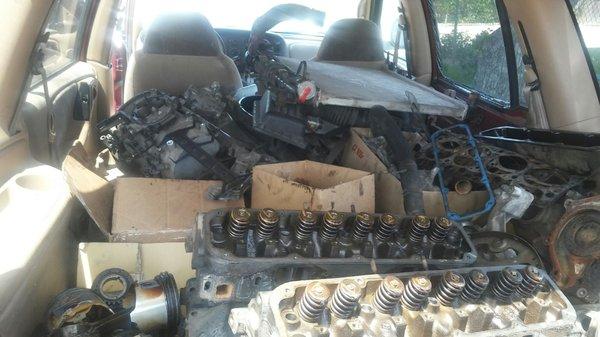 My engine parts that were just left in the passenger seats