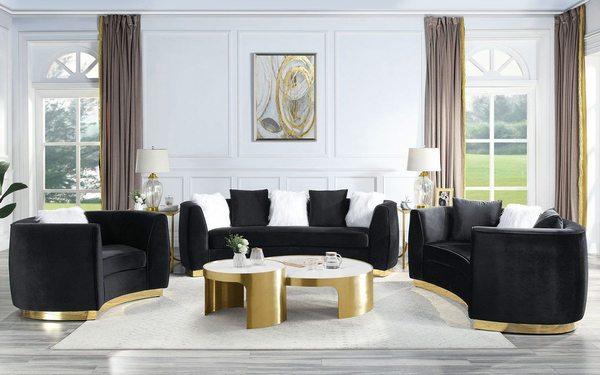 Black Velvet Sofa Set