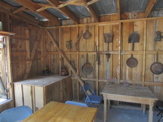 Seating in small shed