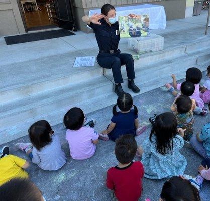 School invited fire fighters to interact with and teach the toddlers!