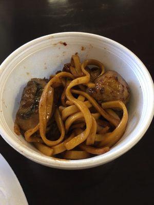 Chicken and mushroom lo mein all you can eat lunch buffet for less than $7!