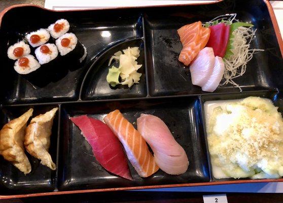 Sushi and Sashimi Bento box was very delicious.