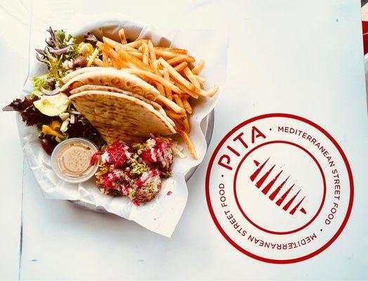 Falafel platter with Greek salad and fries