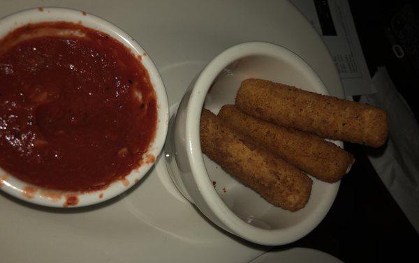 Mozzarella sticks and marinara (also already ate some)