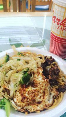 Beef Yakisoba with extra veggies and Chinese fried egg!