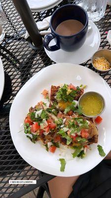 Molletes and hot chocolate.