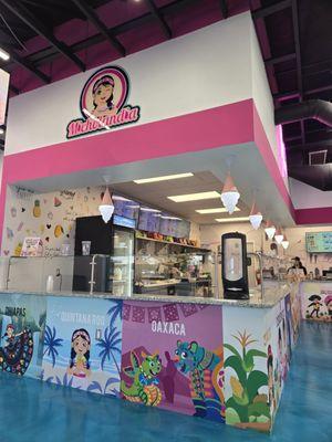 Colorful pictures of the ice cream counters