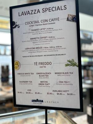 LavAzza menu specials