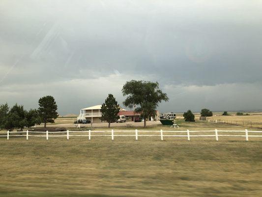 From the road. Looks like a ranch