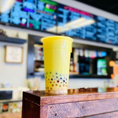 Pineapple Bubble Tea with Tropical & Rainbow Boba