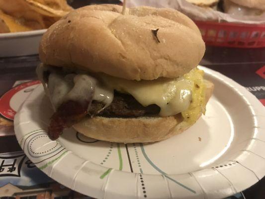 All American burger with Swiss cheese