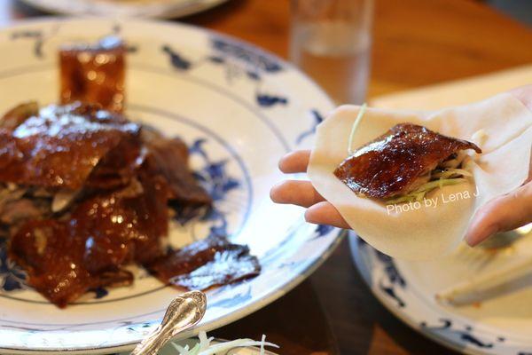 Peking Roast Duck 北京片皮鴨 ($69.95) includes 24 pancakes, plum sauce and scallions