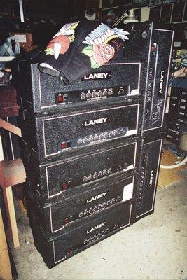 Ace Frehley's Laney amps at the shop around the mid 90's