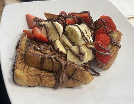 Challah French Toast with Fresh Fruit & Nutella