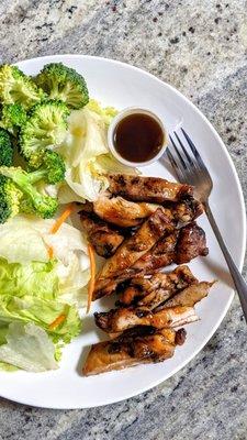 Chicken Teriyaki with side salad (added broccoli myself)