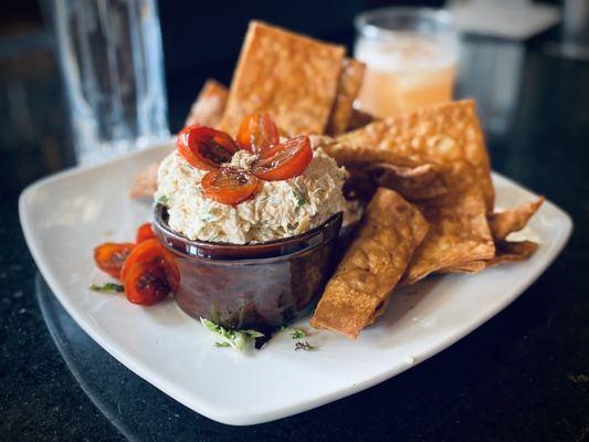 Smoked fish dip as a shared starter for Sunday brunch with a nice craft cocktail