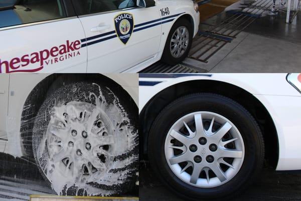 State-of-the-art wheel cleaning technology in our tunnel