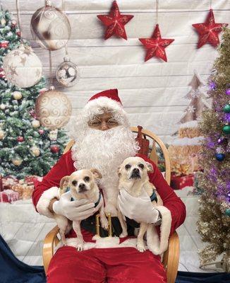 Went in for shots and got photos with Santa!