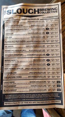 Beer menu