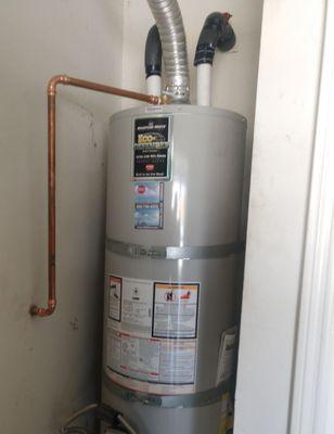 Tank water heater installation. Keeping our customer warm and comfortable while they are home staying safe.