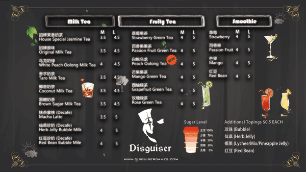 Bubble Tea Menu