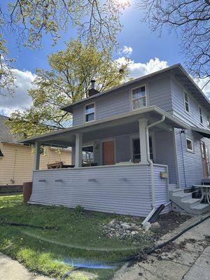 Gutters: this photo shows the other side with complete downspout.