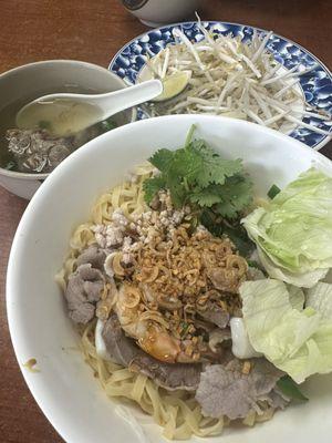 Dry Egg Noodle Soup with side soup