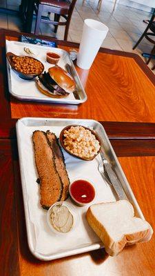 Brisket Sandwich with brisket Brisket Baked Beans Brisket 1 Meat Plate with sweet corn