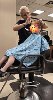 Julianna doing a great cut for my son!