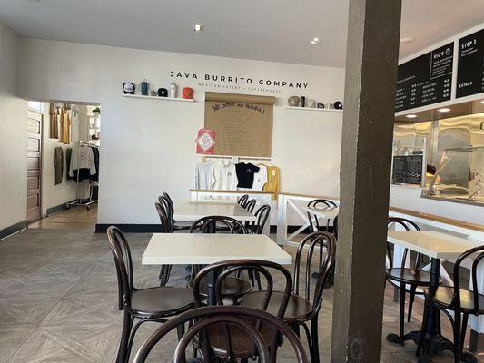 Dining area with service counter to the right.