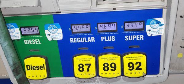 The gas prices as of July 13, 2024.