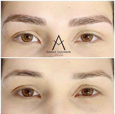 Natural eyebrows with microblading technique