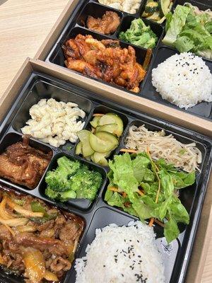 Chicken bulgogi lunch bento and pork bulgogi lunch bento