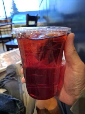 English Breakfast Organic Iced Tea with sugar free Raspberry!