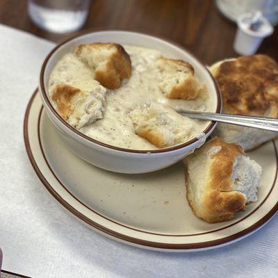 AMAZING homemade biscuits and sausage gravy. To die for!