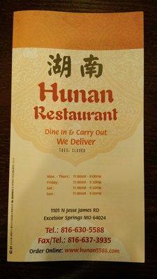 Hours and menu